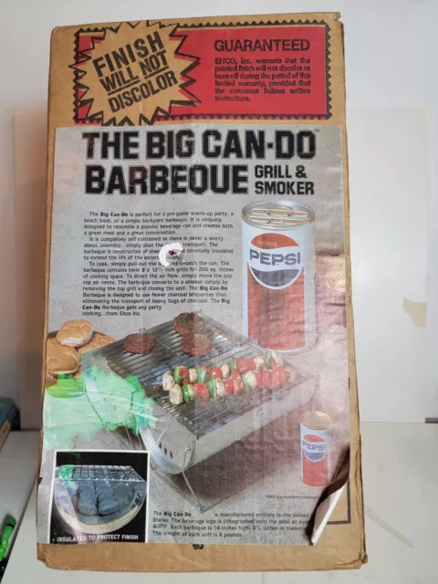Vintage NOS Pepsi Cola Big Can-Do Promo Tailgate BBQ Grill in Original Box Rare