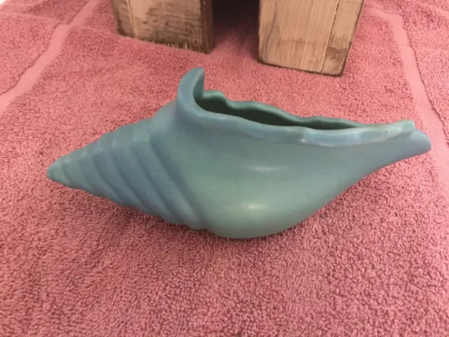 Collectible Van Briggle Pottery Large Ming Blue Planter Sea Shell 9 " Conch