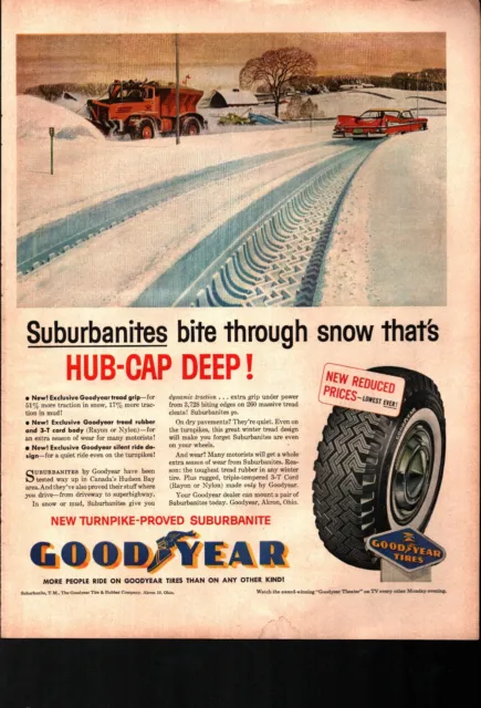 1959 Goodyear Suburbanite Winter Tire Vintage Print Ad Tire Tracks In Snow Photo