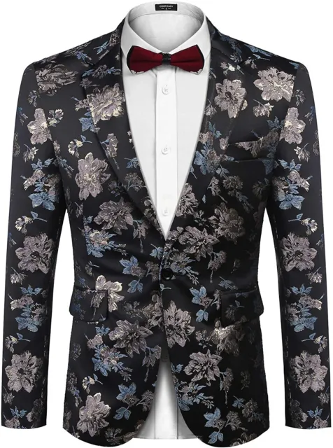 COOFANDY Mens Floral Tuxedo Jackets One Button Stylish Dinner Wedding Party Dres