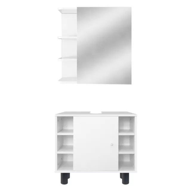 Juego de 2x muebles baño colgante bajo lavabo blanco con pies y material montaje