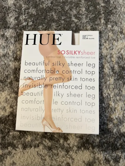 HUE SO SILKY Sheer BLACK Control Top Pantyhose Size 3 Large 10762 Nylons  $10.95 - PicClick