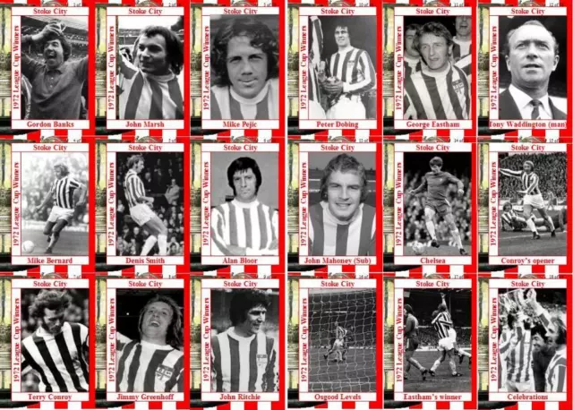 Stoke City 1972 Football League Cup final winners trading cards