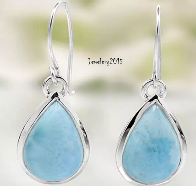 Wonderful Larimar Gemstone 925 Sterling Silver Handmade Earring Jewelry Sr264