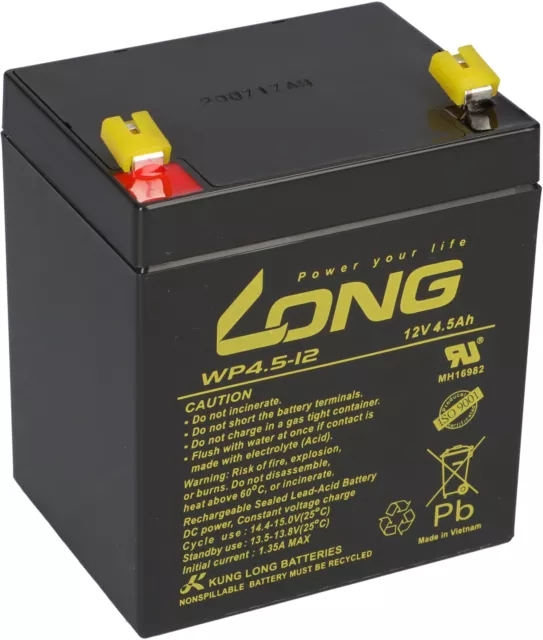 Akku 12V 4,5Ah Blei Gel Batterie Notstrom Alarm USV Solar 4Ah 4.5Ah RBC Long