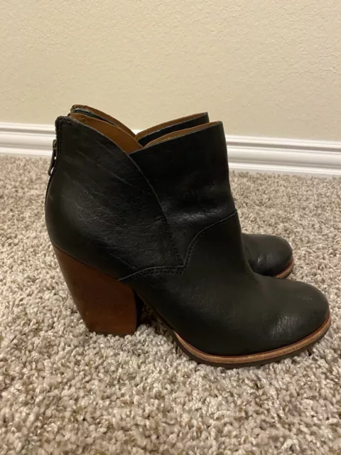KORK EASE ANKLE BOOTS Womens 7 M Black Leather Castaneda Back Zip Heeled Booties 27.99 PicClick