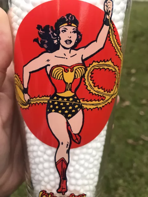 Scarce Nice Vintage Acl 1976 Pepsi Super Dc Comics Wonder Woman Drinking Glass 3