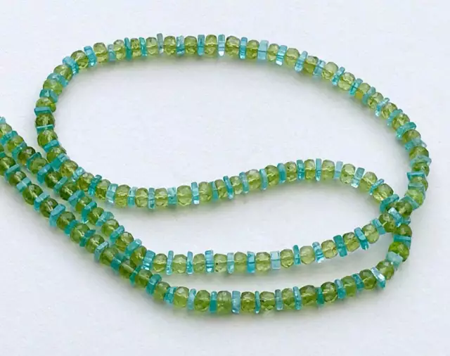 5mm Péridot & Néon Apatite Perles, Péridot Facettes Rondelles Et