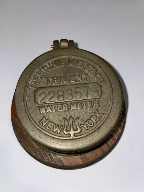 Vintage Metrometer Co. Trident Water Meter New York Brass Trinket Box Steampunk