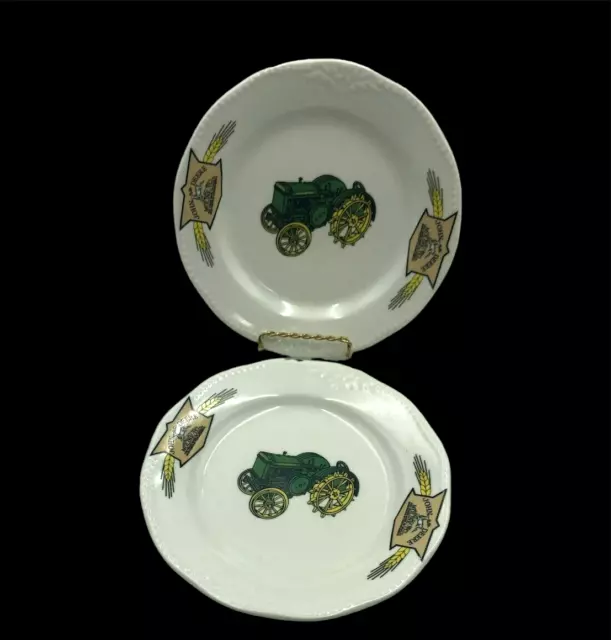 Set of 2 NEW Vintage JOHN DEERE Timeless GIBSON Tractor  SALAD DESSERT PLATE 7"