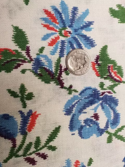 BEST Vintage Feedsack Flour Sack Fabric 40s Red Blue Floral Quilt Farm Fresh