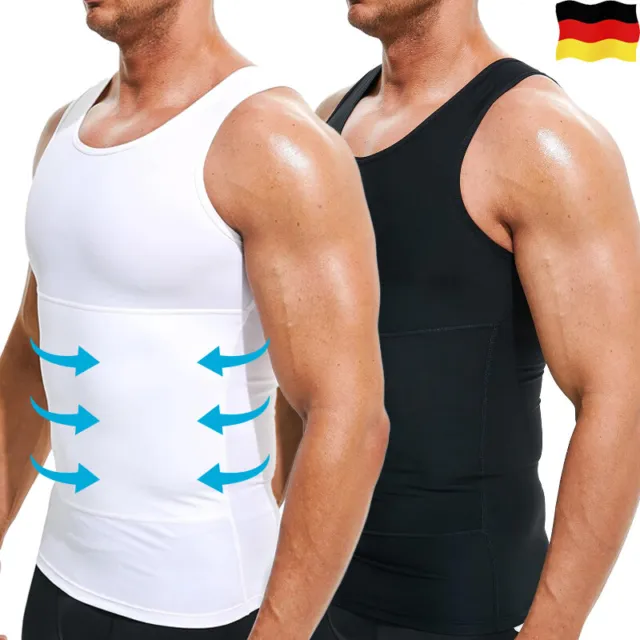 Herren Mieder Unterhemd Bauchweg Kompression Shirt Body Shaper Abnehmen Weste DE
