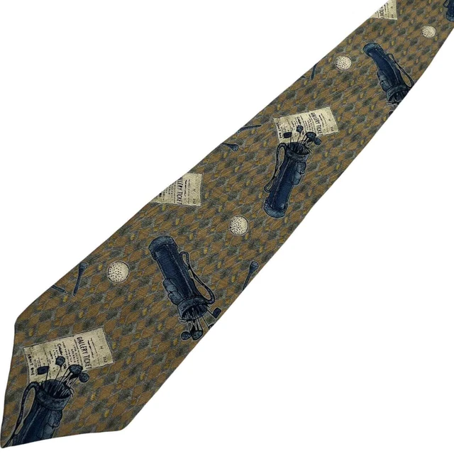 E Magrath Classic Necktie Blue Golf Ball Clubs Golfer Imported Silk Tie