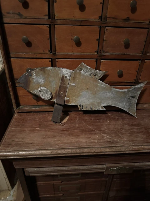 1900s Vintage Zinc Fish Weathervane Directional Folk Art Country Lake Home