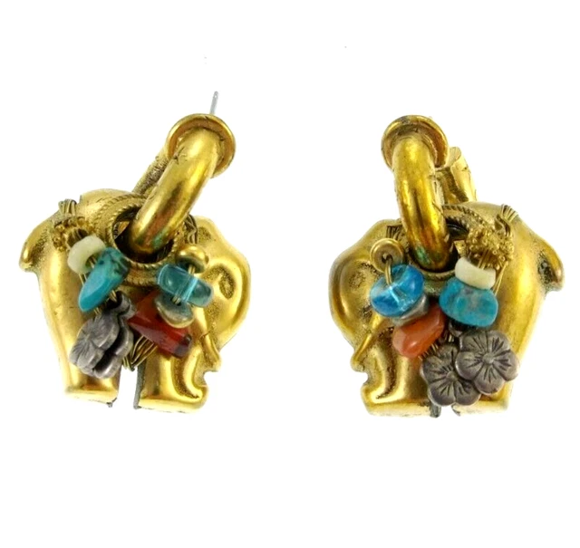 Boucles D'oreilles Gas Bijoux St Tropez Vintage - Clips XL Vert 38mm, Alliage, Occasion