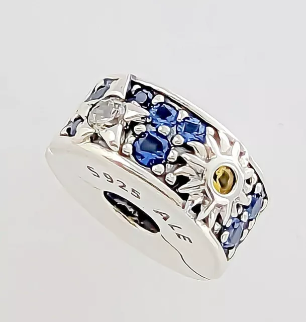 New 100% Original PANDORA Brand 792681C01 Celestial Sun, Star & Moon Clip Charm