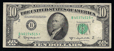1950-D $10 Ten Dollar *Star* Frn Federal Reserve Note New York, Ny Scarce
