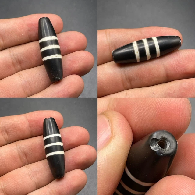 Beautiful Ancient Himalayan Indo Tibetan 3 Stripes Agate Dzi Bead Amulet