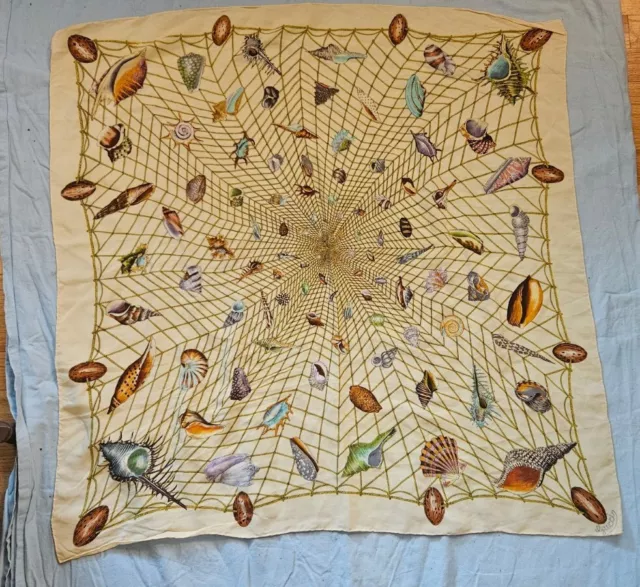 Vintage Gucci Seashell Silk Scarf, 32" Square, Free Shipping