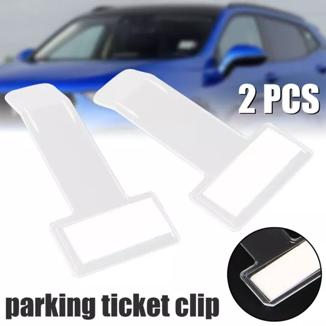 4x Car Vehicle Accessories Parking Ticket Permit Card Holder Stickers Clip  Clear