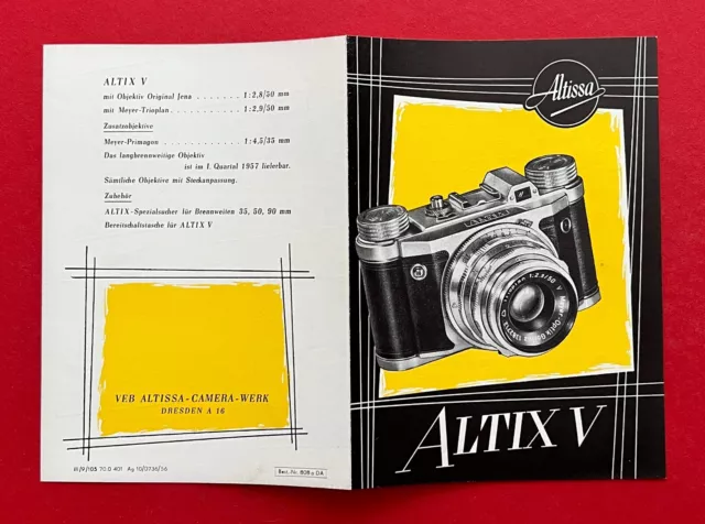 Foto Prospekt VEB Altissa Camera Werk Dresden 1956 Kamera ALTIX V   ( 127942