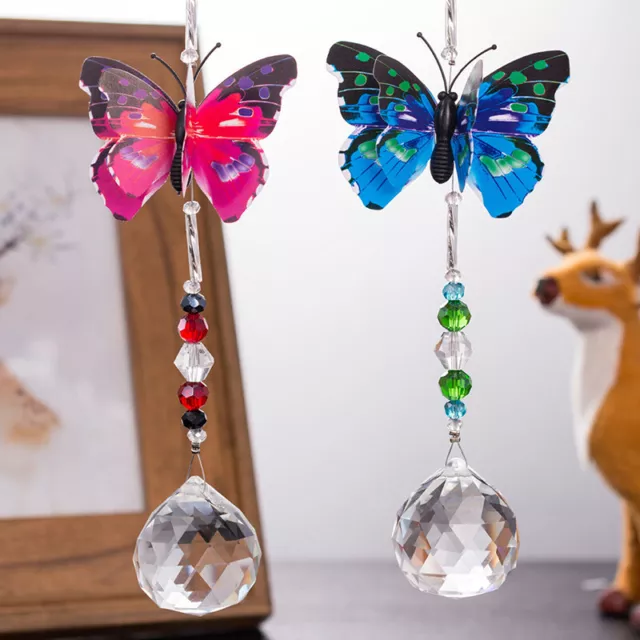 Window Decor Sun Catchers Crystal Butterfly Shape Hanging Crystal Pendant De*_*