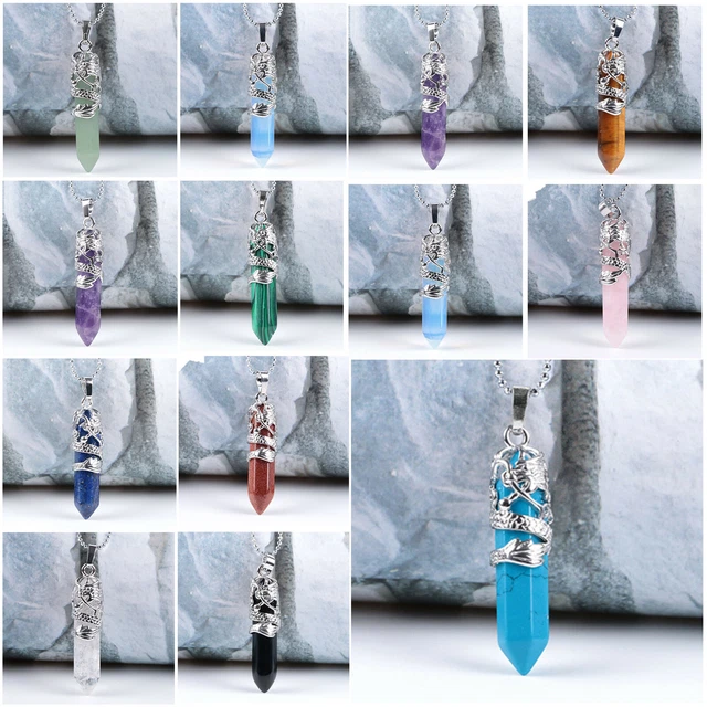 Natural Quartz Hexagonal Crystal Chakra Healing Point Pendant Necklace Jewelry 3