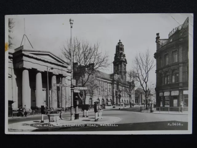 West Midlands WALSALL Town Hall & Lichfield Road c1953 RP Postcard by Valentine