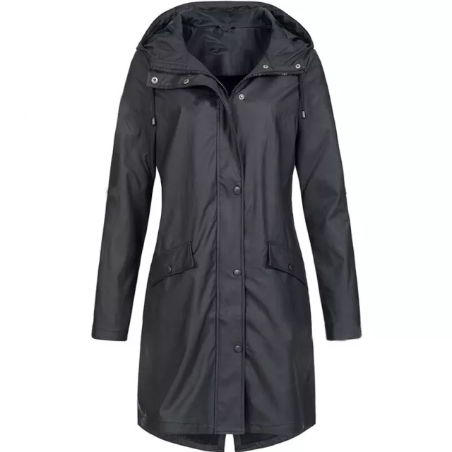 Women Lady Waterproof Hooded Raincoat Outdoor Wind Rain Forest Jacket Solid Coat