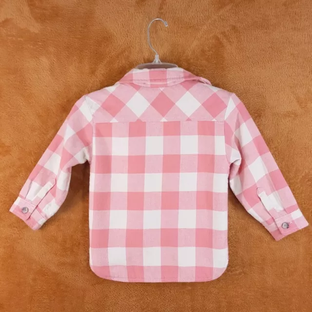 Chaqueta para niñas BABY GAP talla 2T rosa a cuadros con botones camisa forrada de sherpa 2