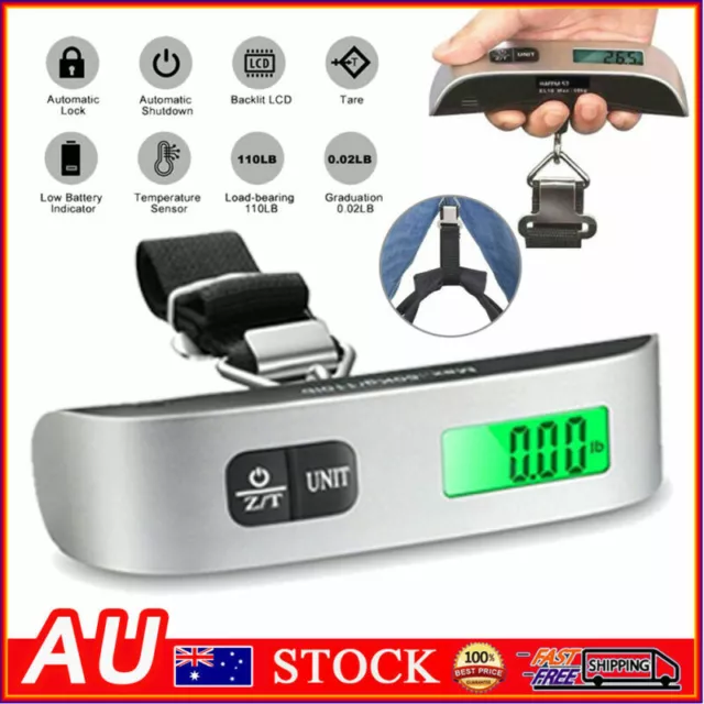 50kg LCD Digital Electronic Luggage Scale Portable Suitcase Hanging Weight AU