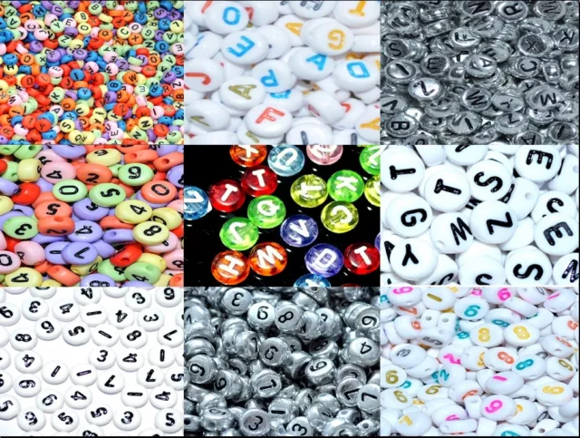 wholesale 100 pcs AAA quality number or letter disk beads of 7 mm, random mixed