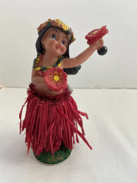 Vintage Hawaiian Hula Luau Girl Dancer Bobble Figure Doll Hawaii