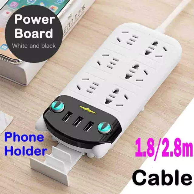 USB Smart Charging Power Board 6 Way Outlet Surge Protector Power Boards 2500W