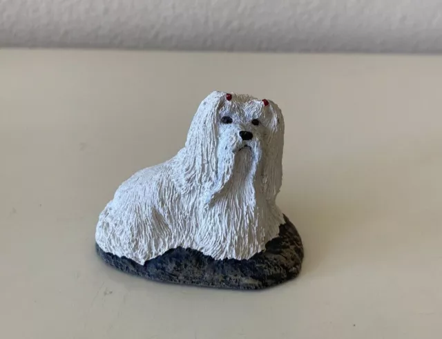 Sitting Maltese Puppy Dog Pet Figurine