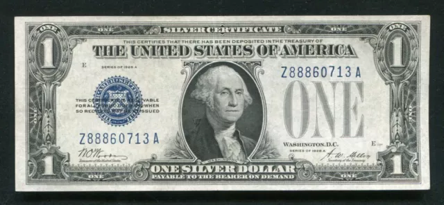Fr. 1601 1928-A $1 One Dollar “Funnyback” Silver Certificate About Unc 