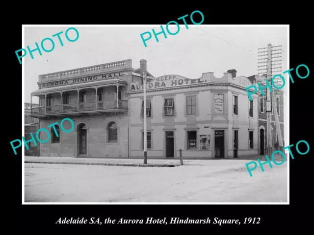 OLD LARGE HISTORIC PHOTO OF ADELAIDE SA THE AURORA HOTEL HINDMARSH Sq c1912