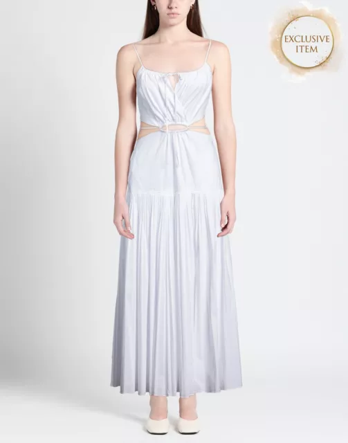 RRP €850 JONATHAN SIMKHAI Poplin Dress Size S White Cut Out Pleated Sleeveless