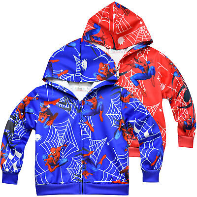 Felpa con cappuccio bambini Marvel Spiderman cappotto cerniera giacca abbigliamento sportivo regalo di Natale