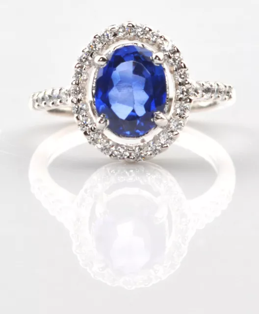 1.90Ct Natural Royal Blue Tanzanite & IGI Certified Diamond Ring In 14KT Gold