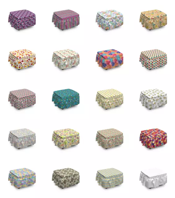 Ambesonne Colorful Element Ottoman Cover 2 Piece Slipcover Set and Ruffle Skirt 3