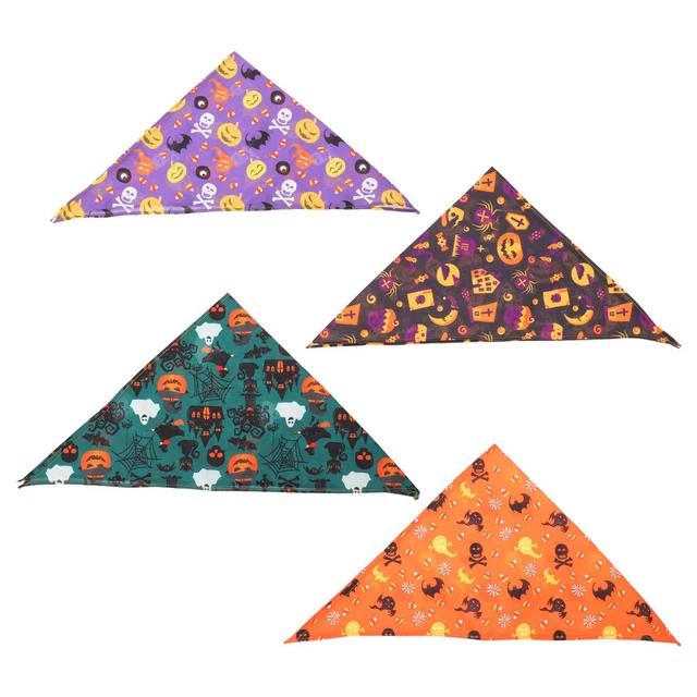 4 piezas pañuelo decorativo para gato pañuelo reutilizable para perro pañuelo de Halloween poliéster