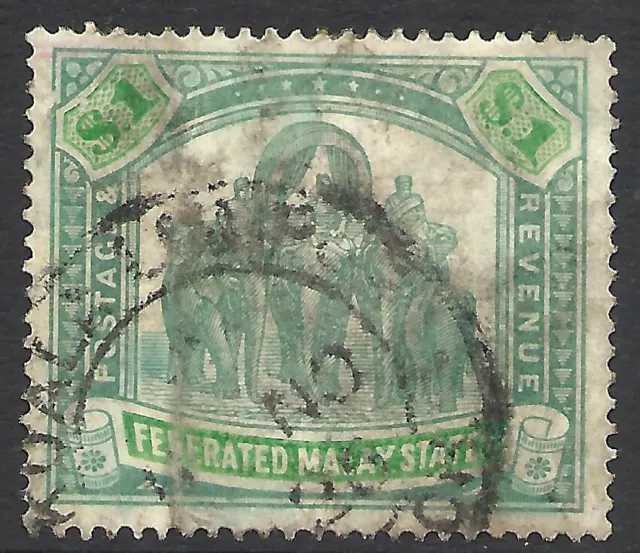 MALAYA SCOTT 14 USED VF flt - 1900 $1 GREEN & LT GREEN ISSUE   CAT $200