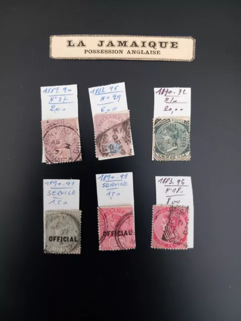 JAMAIQUE anc. colonie Anglaise Lot de 6 vieux timbres oblitérés   Avant 1900