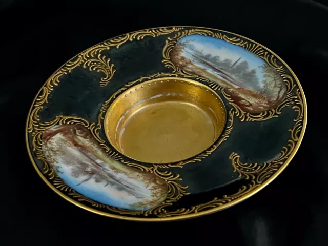 Antique 1755 Sevres France Hand Painted Porcelain Under-plate or candle holder