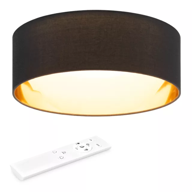 Lámpara LED de techo moderna - Lampara negra y dorada con mando a distancia