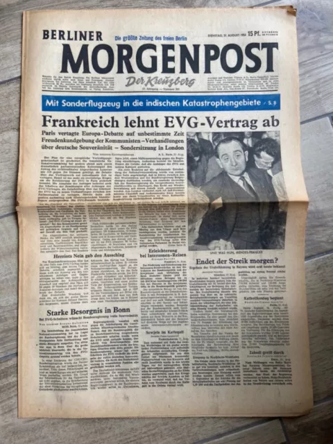 Historische Zeitung / Geburtstagszeitung  Berliner Morgenpost 31. August 1954