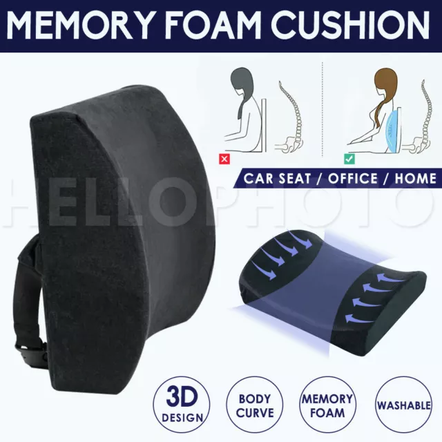 Memory Foam Lumbar Back Pillow Support Back Cushion Home Office Car Seat Chair