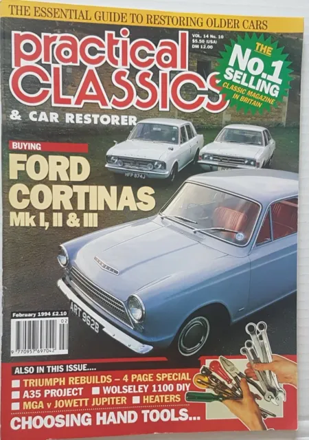 Practical Classics Magazine February 1994 Triumph Ford Cortina A35 Wolseley MGA
