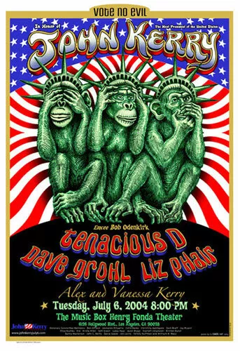 John Kerry Tenacious D Dave Grohl Liz Phair LA 2004 Election Poster Emek